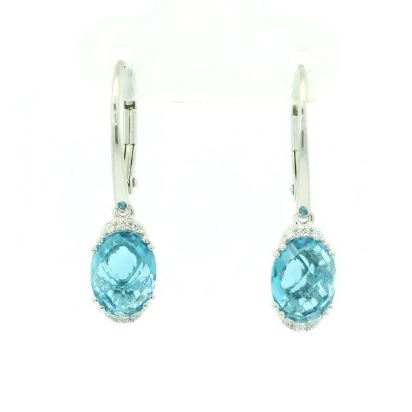 Blue Topaz and Diamond Lever Back Earrings Hogan's Jewelers Gaylord, MI