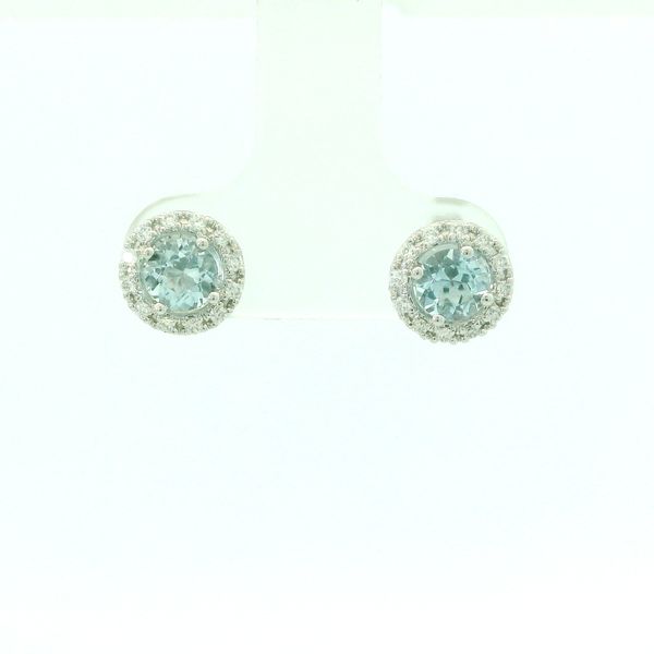 Aqua Marine and Diamond Halo Earrings Hogan's Jewelers Gaylord, MI