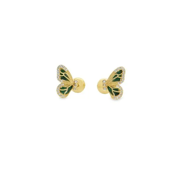 Malachite and Diamond Butterfly Earrings Hogan's Jewelers Gaylord, MI