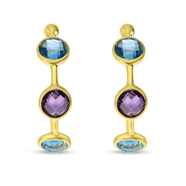 Amethyst and Blue Topaz Hoops Hogan's Jewelers Gaylord, MI
