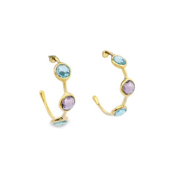 Amethyst and Blue Topaz Hoops Hogan's Jewelers Gaylord, MI
