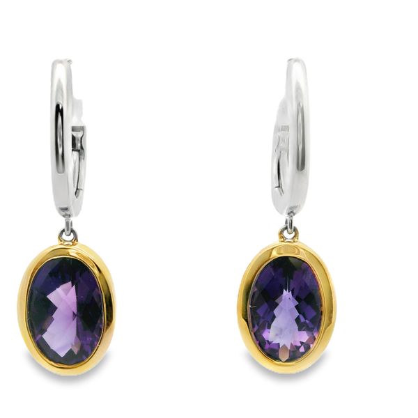 Two-Tone Gold Amethyst Earrings Hogan's Jewelers Gaylord, MI