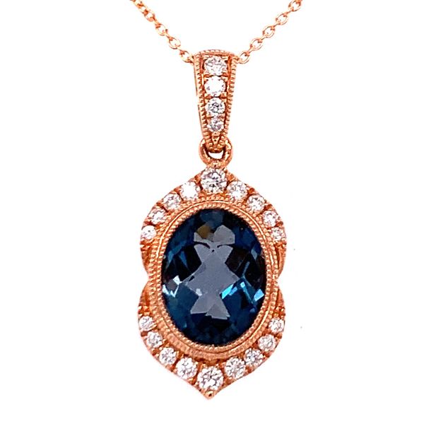 Oval London Blue Topaz and Diamond Pendant Hogan's Jewelers Gaylord, MI