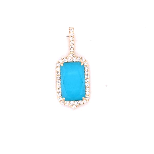 18kt Diamond and Clear Quartz over Turquoise Pendant Hogan's Jewelers Gaylord, MI