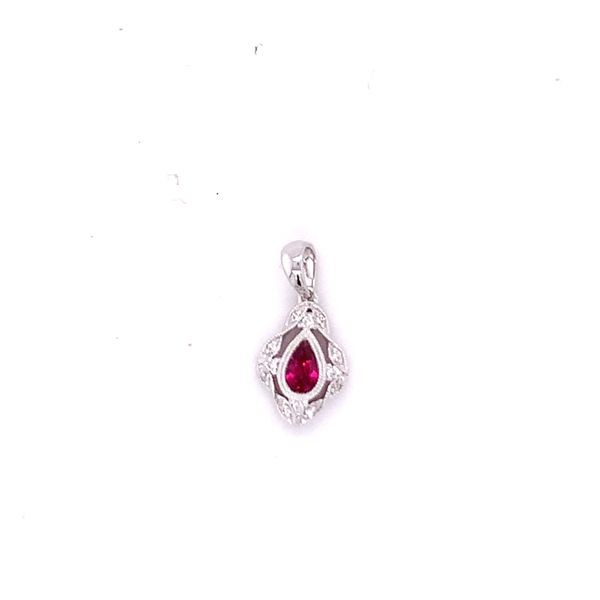 Pear Shaped Ruby and Diamond Pendant Hogan's Jewelers Gaylord, MI