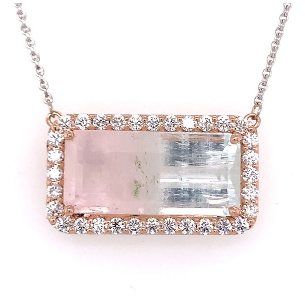 Emerald Cut Bi-Colored Beryl and Diamond Necklace Hogan's Jewelers Gaylord, MI