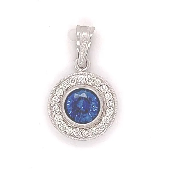 Diamond & Sapphire Halo Pendant Hogan's Jewelers Gaylord, MI