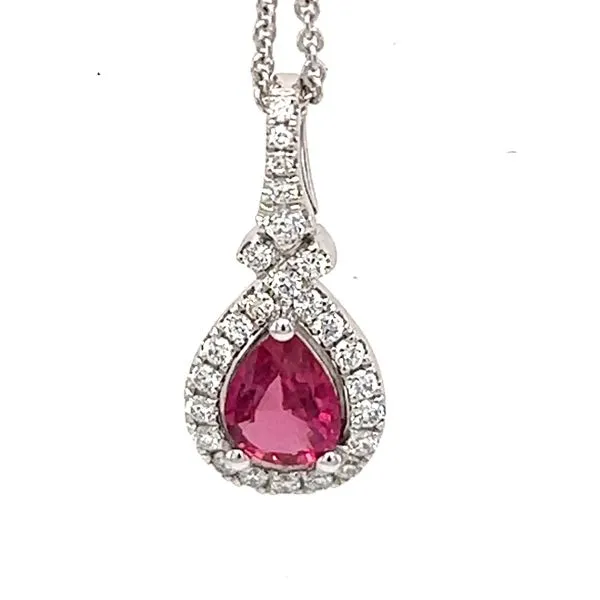 Ruby and Diamond Halo Pendant Hogan's Jewelers Gaylord, MI