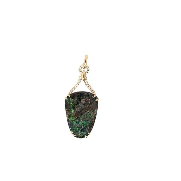 Black Boulder Opal and Diamond Pendant Hogan's Jewelers Gaylord, MI