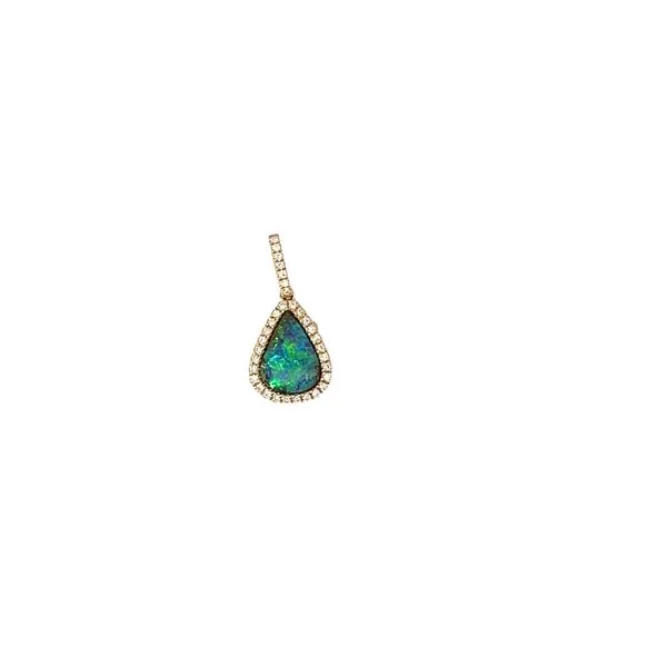 Black Boulder Opal and Diamond Pendant Hogan's Jewelers Gaylord, MI