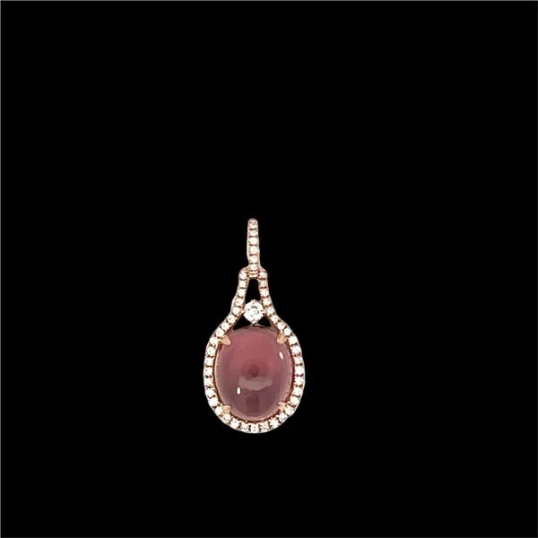 Cabochon Pink Tourmaline and Diamond Pendant Hogan's Jewelers Gaylord, MI