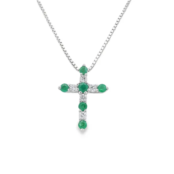 Emerald and Diamond Cross Pendant Hogan's Jewelers Gaylord, MI