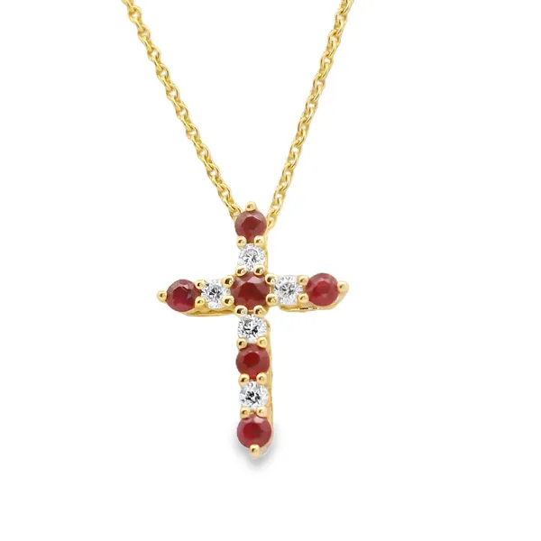 Ruby and Diamond Cross Pendant Hogan's Jewelers Gaylord, MI