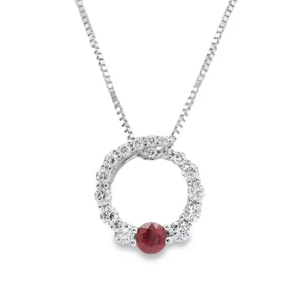 Ruby and Diamond Circle Pendant Hogan's Jewelers Gaylord, MI