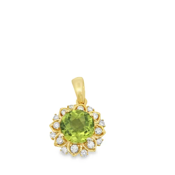 Peridot and Diamond Flower Pendant Hogan's Jewelers Gaylord, MI