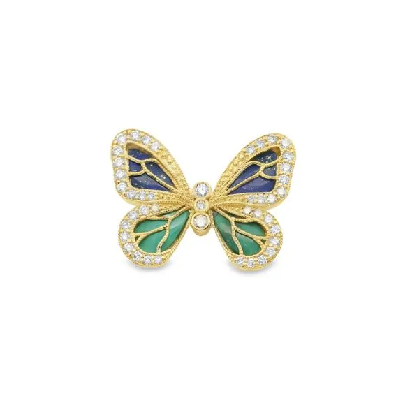Lapis and Malachite diamond Butterfly Pendant Hogan's Jewelers Gaylord, MI