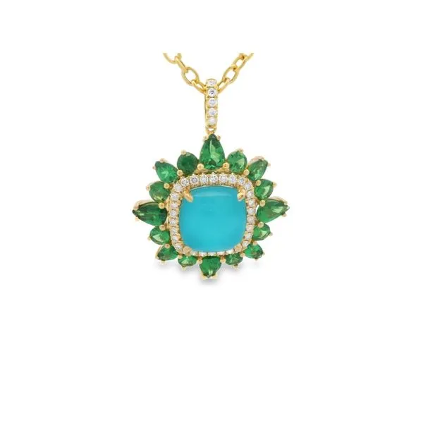 Turquoise and Tsavorite Pendant Hogan's Jewelers Gaylord, MI