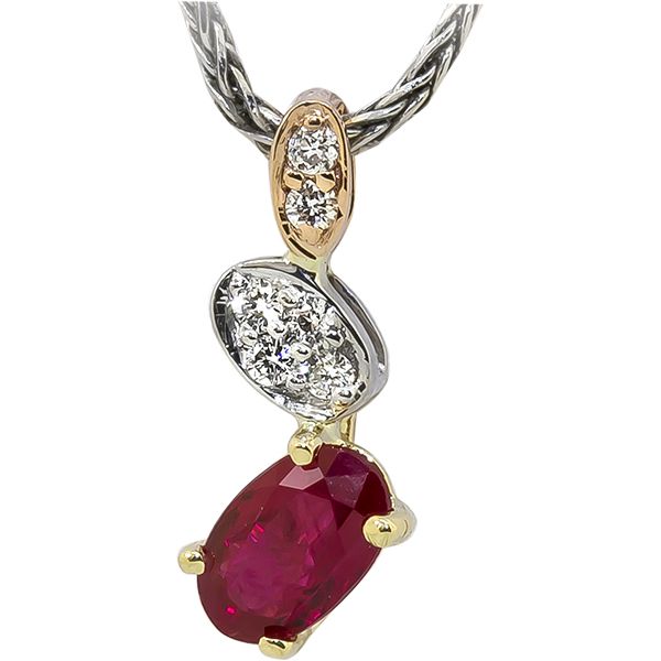 Tri Tone Ruby and Diamond Pendant Hogan's Jewelers Gaylord, MI