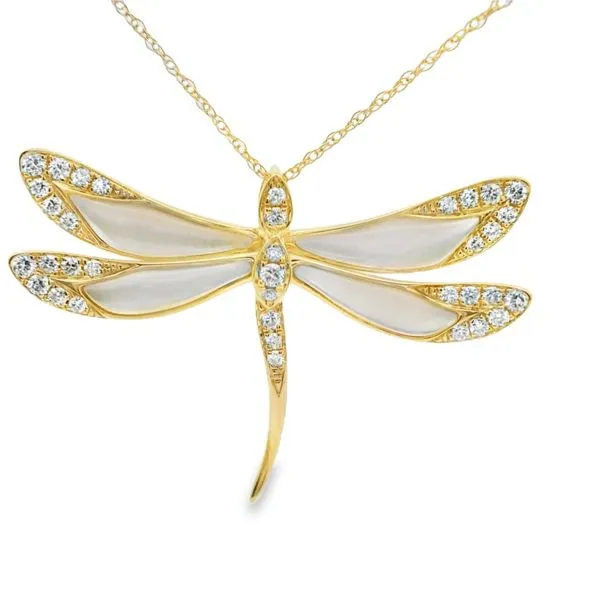 Mother of Pearl and Diamond Dragonfly Pendant Hogan's Jewelers Gaylord, MI