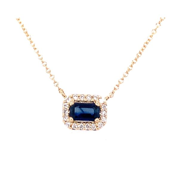 Emrald Cut Sapphire and Diamond Pendant Hogan's Jewelers Gaylord, MI