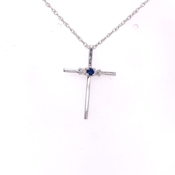 Sapphire and Diamond Cross Necklace Hogan's Jewelers Gaylord, MI