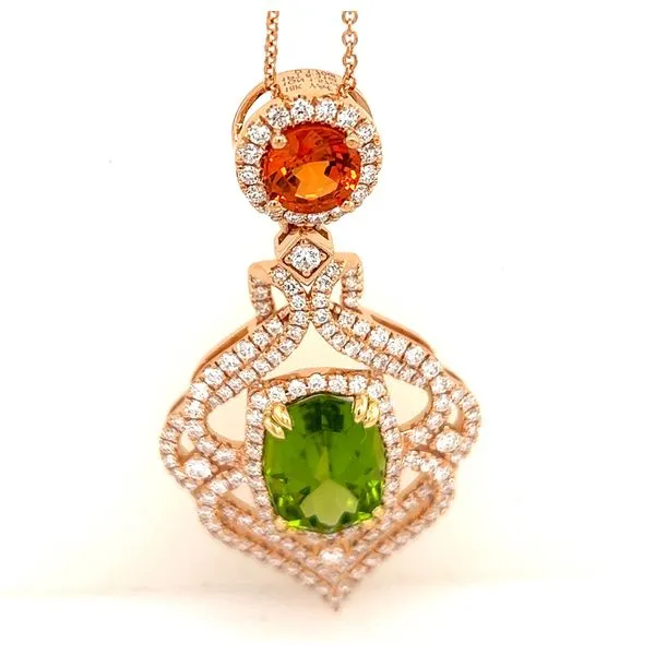 Peridot and Spesatite Diamond Necklace Hogan's Jewelers Gaylord, MI