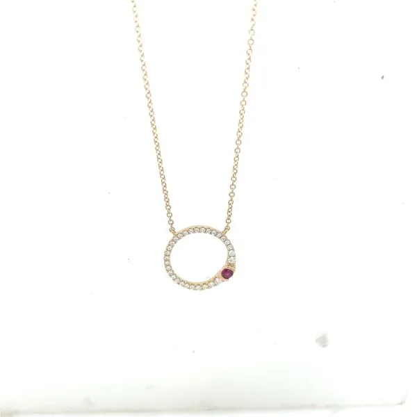 Diamond and Ruby Circle Necklace Hogan's Jewelers Gaylord, MI