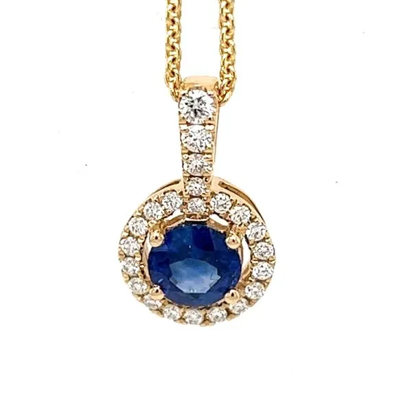 Sapphire and Diamond Halo Pendant Hogan's Jewelers Gaylord, MI