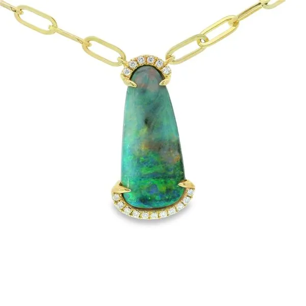 Black Boulder Opal and Diamond Necklace Hogan's Jewelers Gaylord, MI