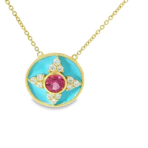 Rubellite and Enamel Diamond Necklace Hogan's Jewelers Gaylord, MI