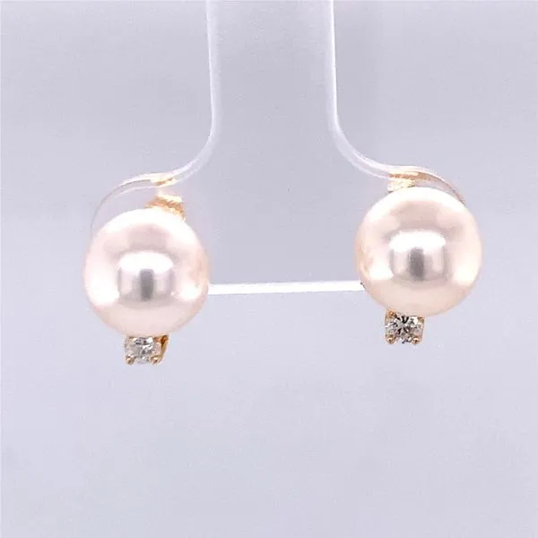 8mm Pearl and Diamond Stud Earrings Hogan's Jewelers Gaylord, MI
