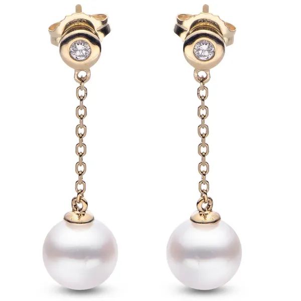 Pearl Drop Diamond Earrings Hogan's Jewelers Gaylord, MI