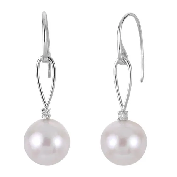 Pearl and Diamond Dangle Earrings Hogan's Jewelers Gaylord, MI