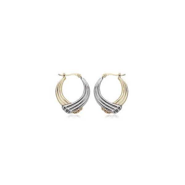 Two-Tone Crossed Ribs Earrings Image 2 Hogan's Jewelers Gaylord, MI