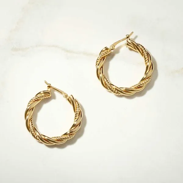 Beaded Twist Hoop Earrings Image 2 Hogan's Jewelers Gaylord, MI