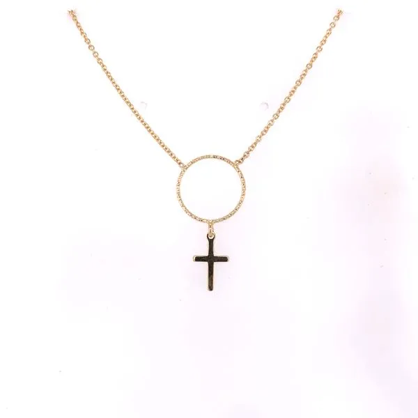 Cricle and Cross Drop Necklace Hogan's Jewelers Gaylord, MI