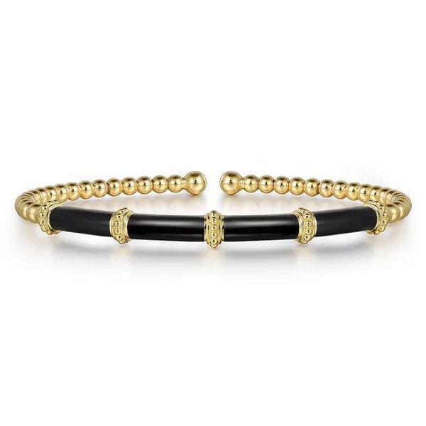 Beaded Bangle Bracelet with Black Enamel Hogan's Jewelers Gaylord, MI