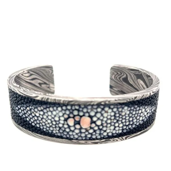 Damascus Steel and Stingray Leather Bangle Hogan's Jewelers Gaylord, MI