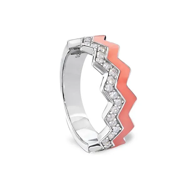 Coral Enamel CZ Ring Hogan's Jewelers Gaylord, MI
