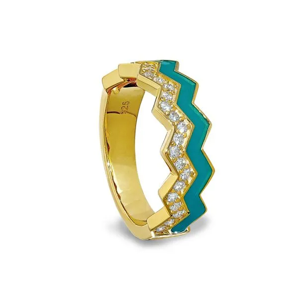 Turquois Enamel and CZ Ring Hogan's Jewelers Gaylord, MI