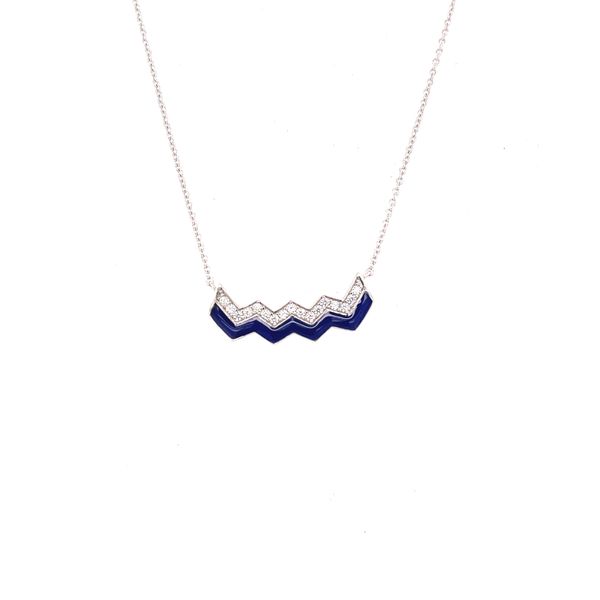 Blue Enamel and Cubic Zirconium Necklace Hogan's Jewelers Gaylord, MI