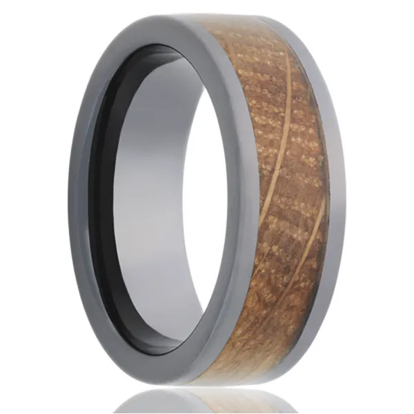 Ceramic and Whiskey Wood Wedding Band Hogan's Jewelers Gaylord, MI