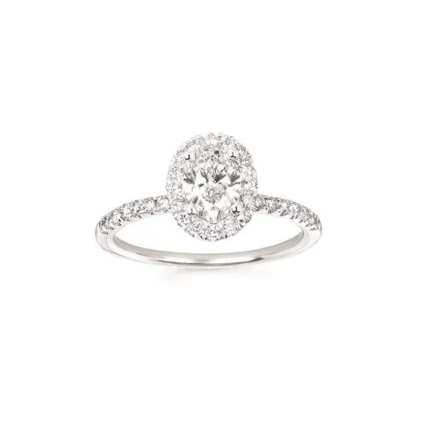 Brilliant Laboratory Grown oval halo engagement ring. Holliday Jewelry Klamath Falls, OR