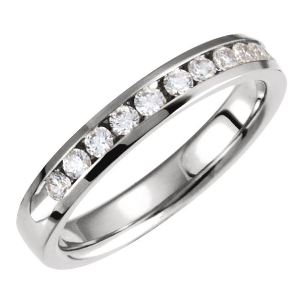 Classic channel set diamond band. Holliday Jewelry Klamath Falls, OR