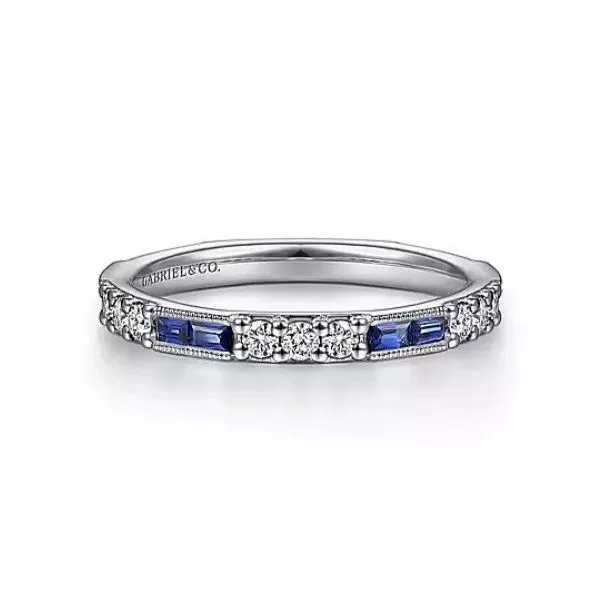 Sweet Sapphire and Diamond Wedding Band by Gabriel & Co. Holliday Jewelry Klamath Falls, OR