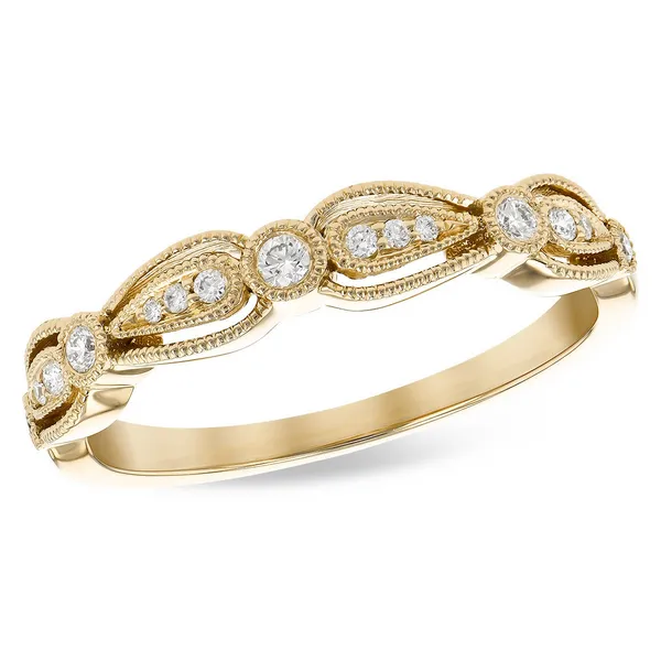 Beautiful milligrain detail in a yellow gold and diamond band Holliday Jewelry Klamath Falls, OR