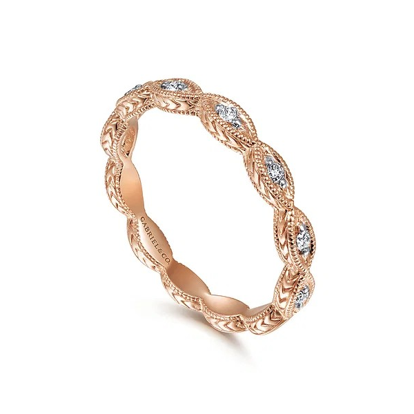 Feminine milligrain stackable ring by Gabriel & Co Holliday Jewelry Klamath Falls, OR