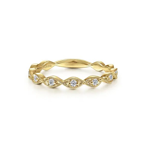 Charming yellow gold twisted diamond stackable ring by Gabriel & Co Holliday Jewelry Klamath Falls, OR