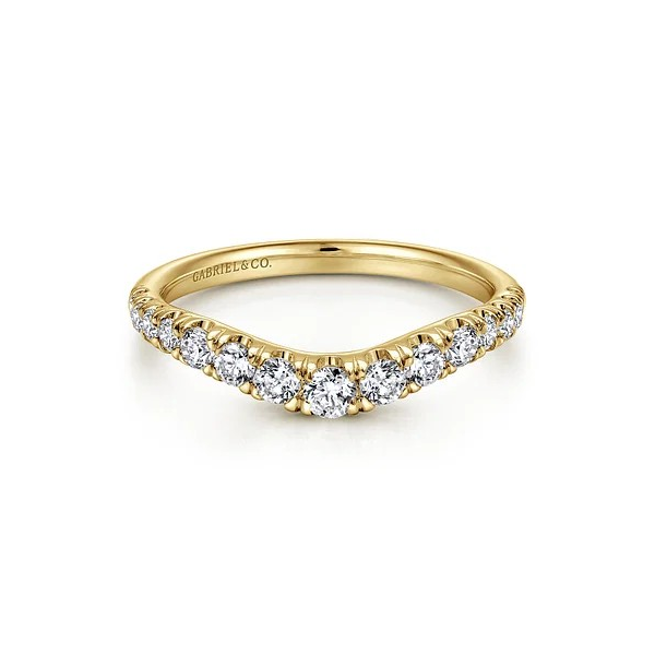 Gabriel Elegant Curved-14K Yellow Gold Diamond Anniversary Band Holliday Jewelry Klamath Falls, OR