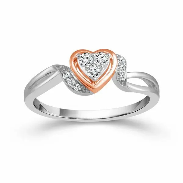 Diamond Heart Promise Rose Gold and Sterling Silver Ring Holliday Jewelry Klamath Falls, OR